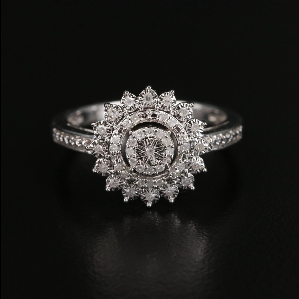 Diamond Sterling Silver Ring Size 7
